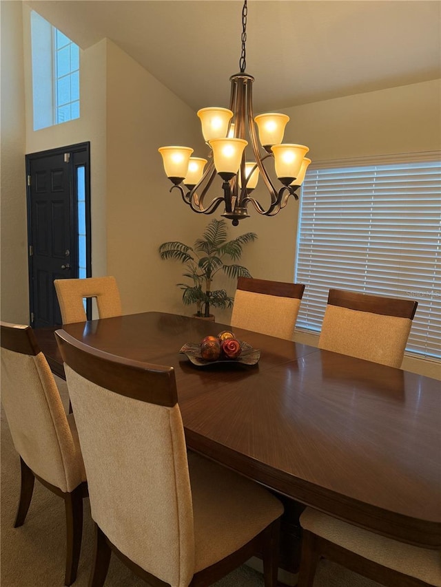 dining area with a chandelier