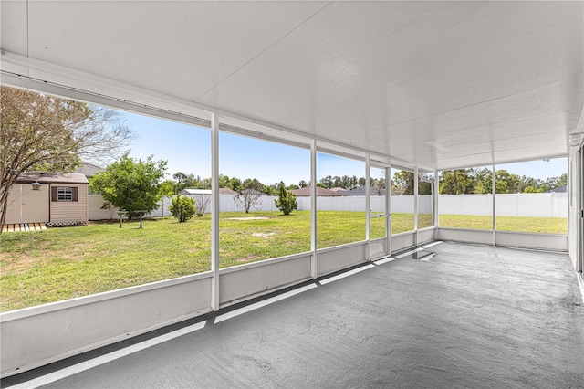 view of unfurnished sunroom