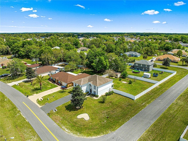 bird's eye view with a residential view and a forest view