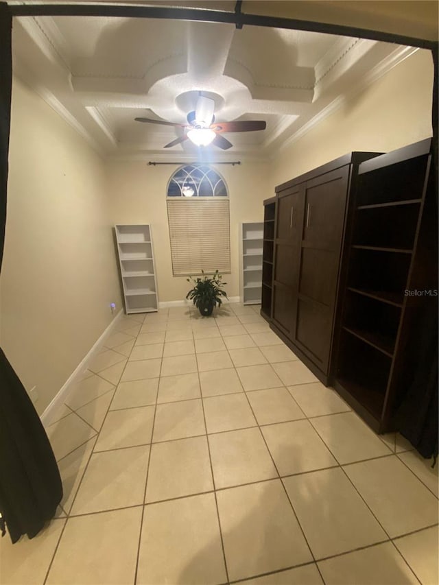5323 SW 111th Lane Rd, Ocala, FL 34476 - corridor featuring crown molding, light tile patterned floors, and coffered ceiling