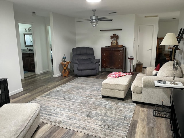 8533 SW 93rd Pl Unit A, Ocala, FL 34481 - living room featuring wood finished floors and a ceiling fan