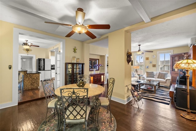 44 SE 9th Ter, Ocala, FL 34471 - dining area featuring baseboards, ceiling fan, and wood-type flooring