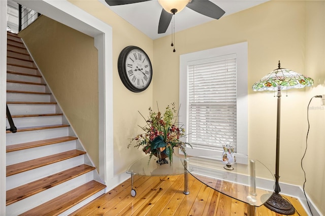 44 SE 9th Ter, Ocala, FL 34471 - staircase with wood finished floors and ceiling fan