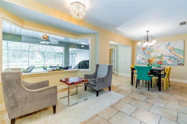 5770 SW 89th Pl, Ocala, FL 34476 - sitting room with baseboards, a notable chandelier, and visible vents