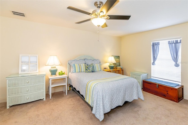 5770 SW 89th Pl, Ocala, FL 34476 - bedroom featuring ceiling fan, baseboards, carpet flooring, and visible vents