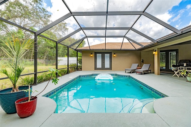 5770 SW 89th Pl, Ocala, FL 34476 - pool featuring french doors, a lanai, a patio, and fence