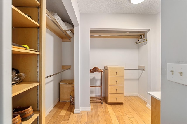 spacious closet with light wood finished floors