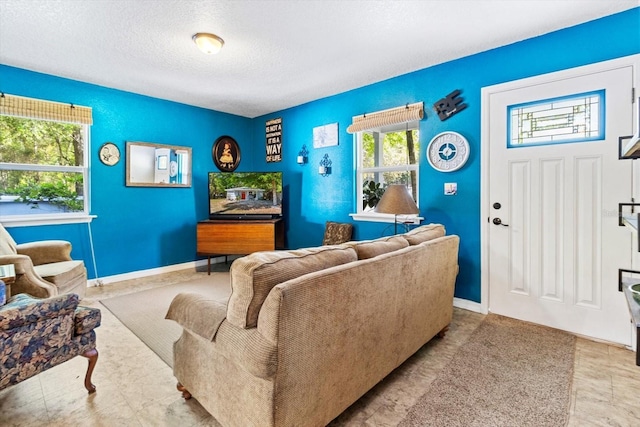 8570 N Discalfani Loop, Crystal River, FL 34428 - living room featuring baseboards and a textured ceiling