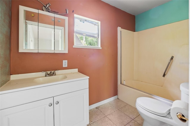 2780 County Road 575, Bushnell, FL 33513 - bathroom with tile patterned flooring, vanity, toilet, baseboards, and shower / washtub combination