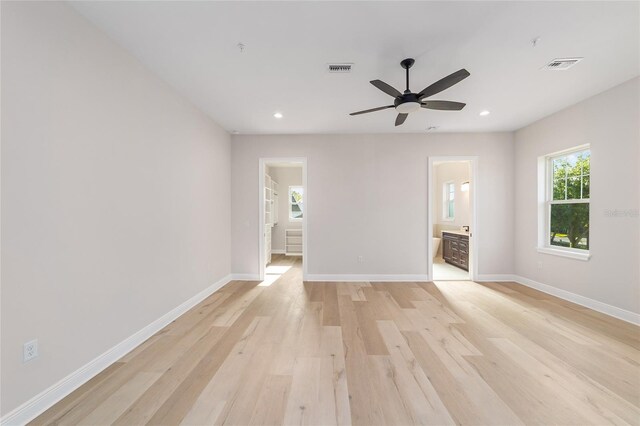 129 SE Watula Ave, Ocala, FL 34471 - empty room with visible vents, light wood finished floors, recessed lighting, and a ceiling fan
