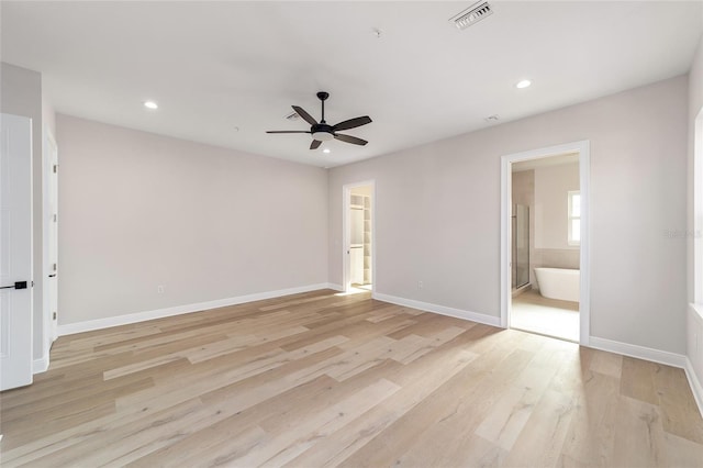 129 SE Watula Ave, Ocala, FL 34471 - empty room featuring light wood finished floors, a ceiling fan, visible vents, and recessed lighting