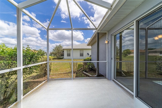 view of unfurnished sunroom