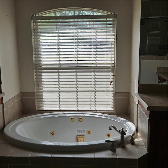 bathroom with a jetted tub and a healthy amount of sunlight
