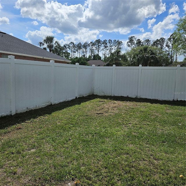view of yard featuring a fenced backyard