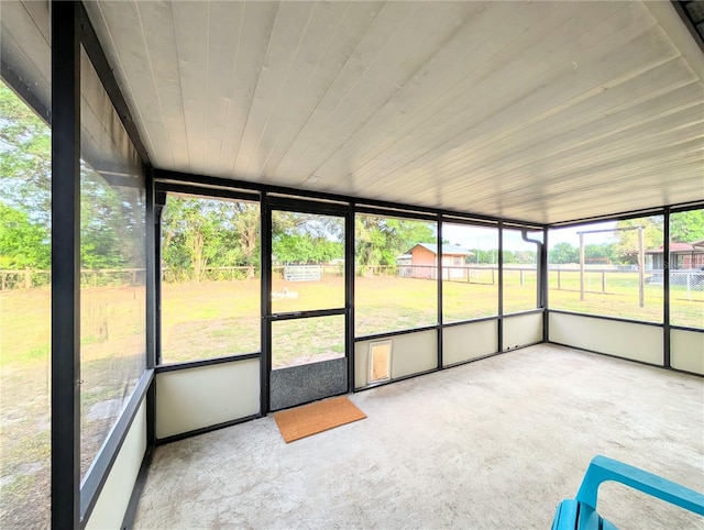 view of unfurnished sunroom