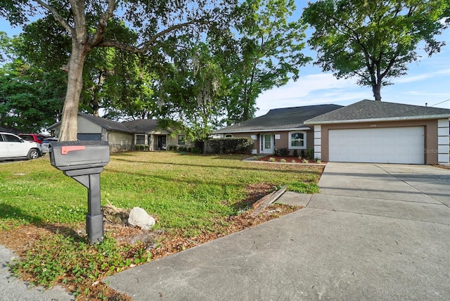 4246 NE 32nd Cir, Ocala, FL 34479 - ranch-style house with a front yard, stucco siding, a garage, and concrete driveway