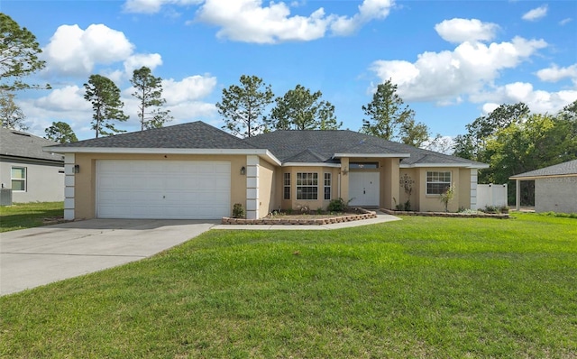 7370 SW 129th Ln, Ocala, FL 34473 - single story home featuring concrete driveway, a garage, a front lawn, and stucco siding