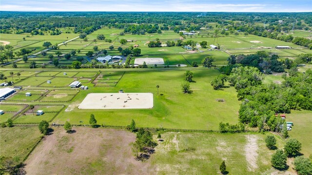 birds eye view of property featuring a rural view