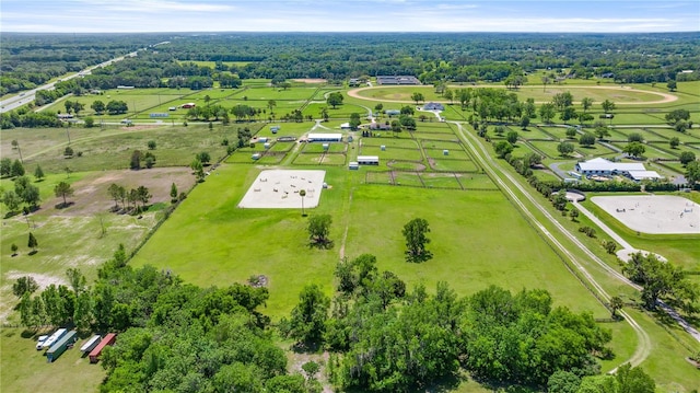 birds eye view of property featuring a rural view