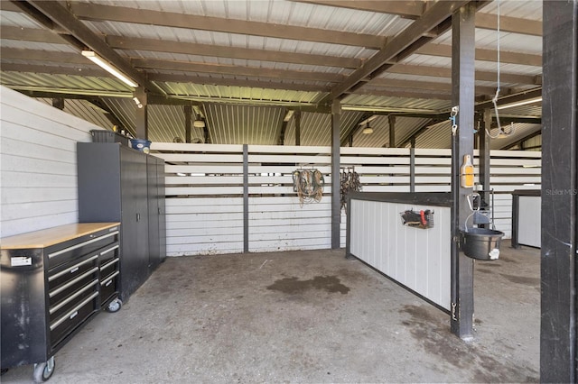 garage featuring metal wall