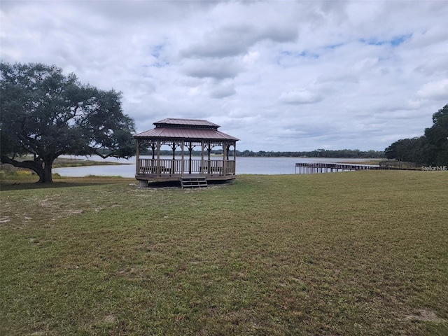 22764 SW Sea Cliff Ave, Dunnellon, FL 34431 - dock featuring a gazebo, a water view, and a yard