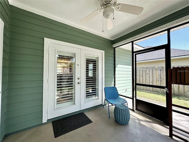 3488 NW 26th St, Gainesville, FL 32605 - sunroom featuring french doors and a ceiling fan