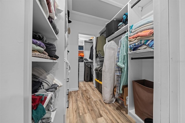 spacious closet with wood finished floors
