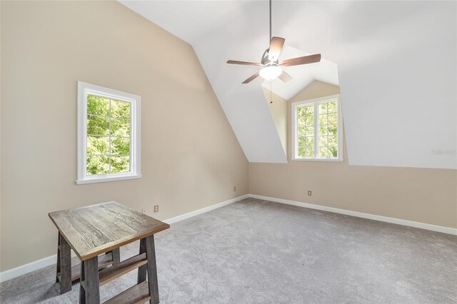 1251 SW 43rd Pl, Ocala, FL 34471 - bonus room with ceiling fan, carpet floors, lofted ceiling, and baseboards