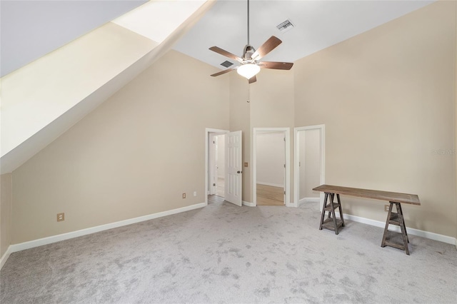 1251 SW 43rd Pl, Ocala, FL 34471 - bonus room featuring carpet flooring, a ceiling fan, baseboards, and high vaulted ceiling