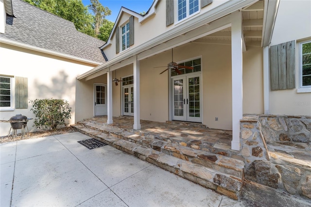 1251 SW 43rd Pl, Ocala, FL 34471 - view of patio / terrace featuring french doors, ceiling fan, and a grill