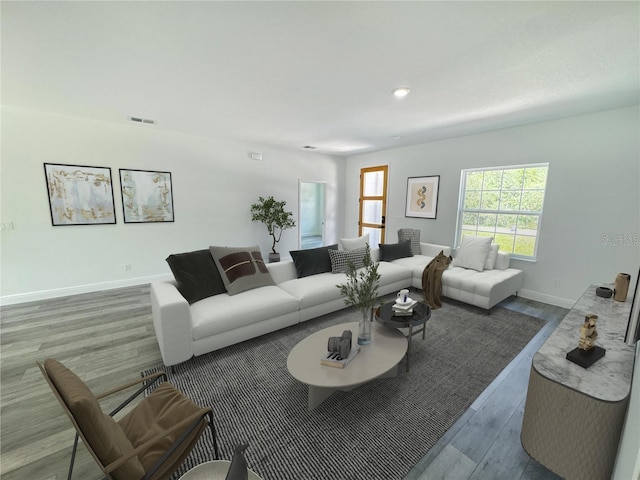 455 Marion Oaks Dr, Ocala, FL 34473 - living room with wood finished floors, baseboards, visible vents, and recessed lighting