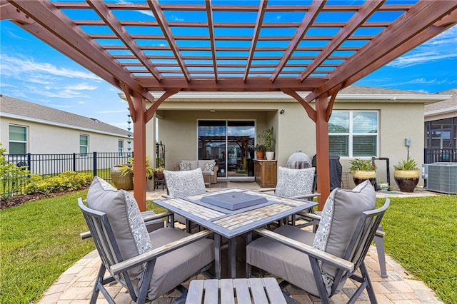 5220 Sunshine Dr, Wildwood, FL 34785 - view of patio / terrace with fence, cooling unit, outdoor dining area, and a pergola