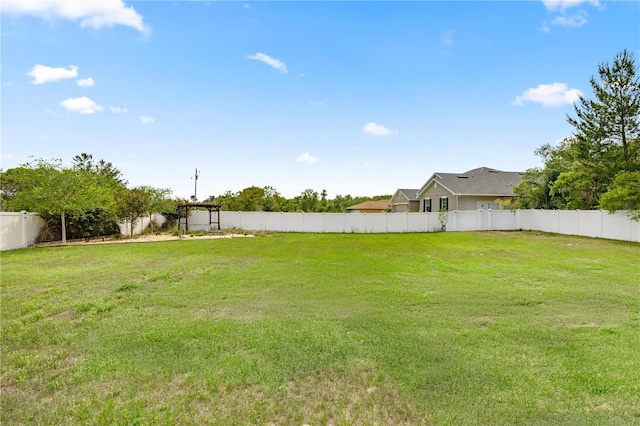 view of yard featuring a fenced backyard