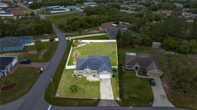 drone / aerial view with a residential view