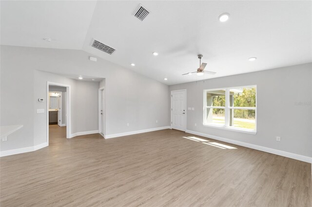 10374 SE 126th Ln, Belleview, FL 34420 - empty room with visible vents, a ceiling fan, and light wood-type flooring