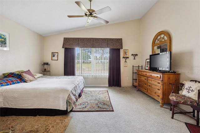 15426 SW 14th Avenue Rd, Ocala, FL 34473 - carpeted bedroom featuring baseboards, a ceiling fan, and vaulted ceiling