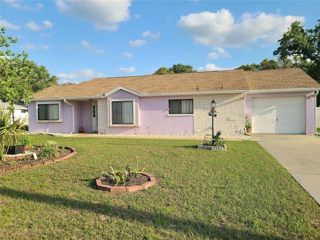 5606 SW 107th St, Ocala, FL 34476 - single story home featuring a garage, driveway, stucco siding, and a front lawn