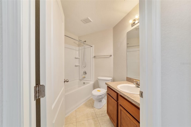 9896 SW 56th Ct, Ocala, FL 34476 - full bathroom featuring visible vents, toilet, vanity, shower / bathtub combination, and tile patterned floors
