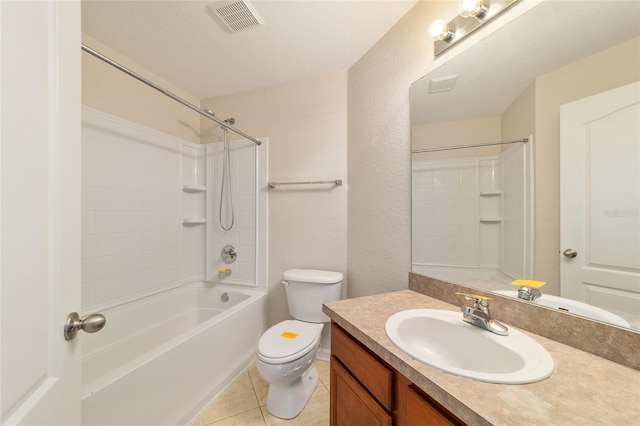 9896 SW 56th Ct, Ocala, FL 34476 - bathroom featuring vanity, shower / tub combination, tile patterned flooring, visible vents, and toilet