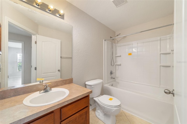 9896 SW 56th Ct, Ocala, FL 34476 - full bathroom featuring shower / bathtub combination, vanity, visible vents, toilet, and tile patterned floors