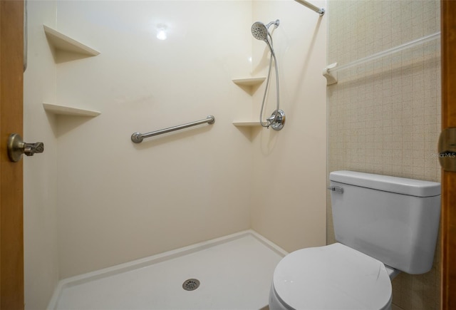 full bathroom featuring toilet and a shower