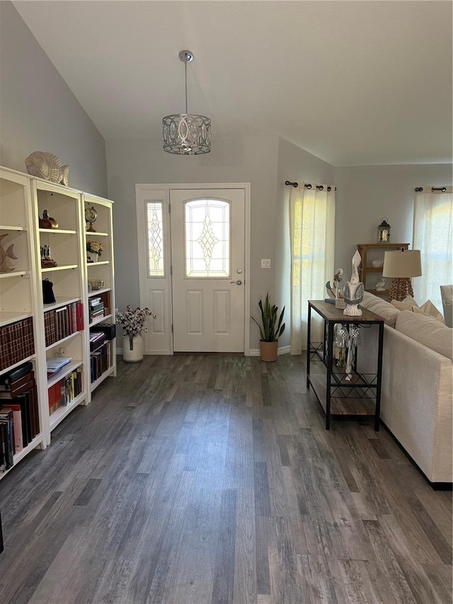 7407 SW 202nd Ct, Dunnellon, FL 34431 - entrance foyer featuring dark wood-style floors and lofted ceiling