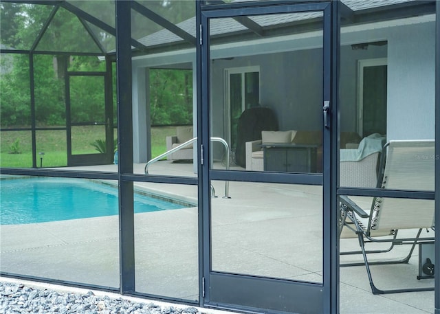 7407 SW 202nd Ct, Dunnellon, FL 34431 - outdoor pool featuring glass enclosure and a patio