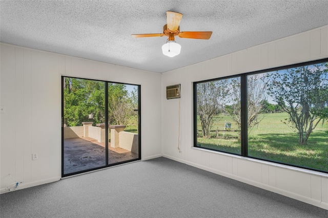 4401 E Windmill Dr, Inverness, FL 34453 - spare room with a textured ceiling, a decorative wall, ceiling fan, and carpet floors