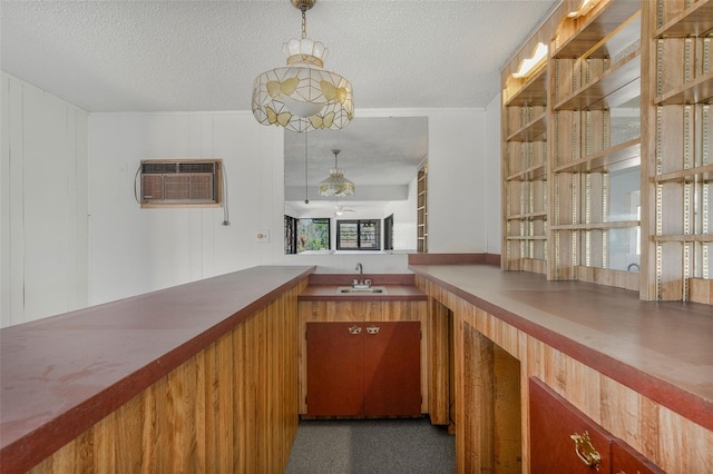 4401 E Windmill Dr, Inverness, FL 34453 - bar with a wall mounted air conditioner, a textured ceiling, and a sink