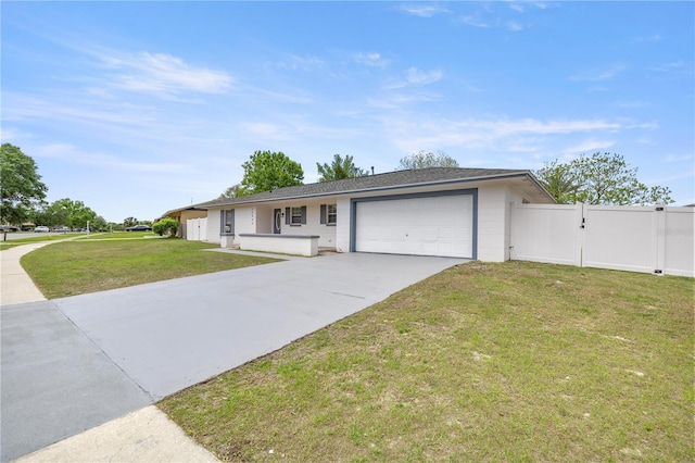 15044 SW 35th Avenue Rd, Ocala, FL 34473 - ranch-style home featuring fence, concrete driveway, a front yard, and a garage