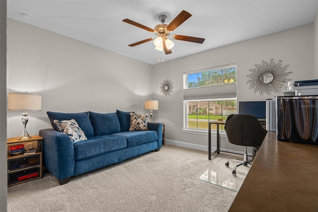 7886 SW 103rd Loop, Ocala, FL 34476 - carpeted office featuring a ceiling fan and baseboards