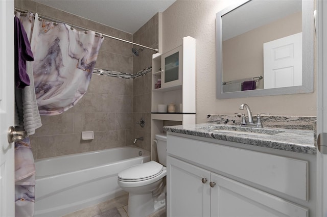 7886 SW 103rd Loop, Ocala, FL 34476 - bathroom featuring toilet, shower / bath combination with curtain, and vanity