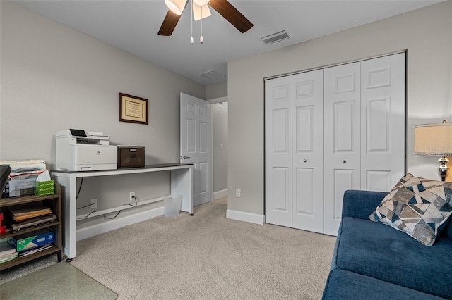 7886 SW 103rd Loop, Ocala, FL 34476 - sitting room with visible vents, ceiling fan, baseboards, and carpet floors