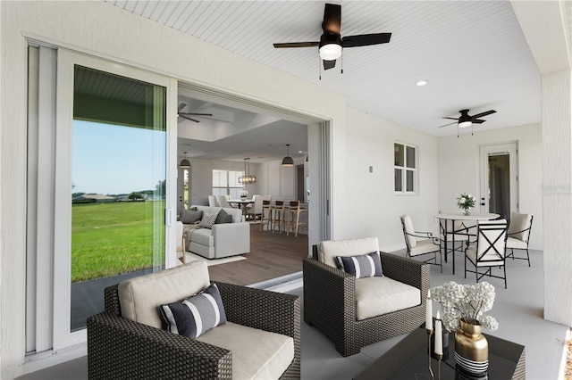 1784 NW 85th Loop, Ocala, FL 34475 - view of patio / terrace featuring a ceiling fan, outdoor lounge area, and a deck